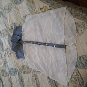 Sheer and denim shirt